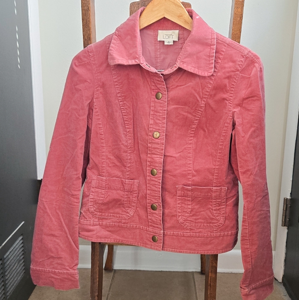 Ann Taylor Loft peachskin dusty rose pink jacket with two pockets